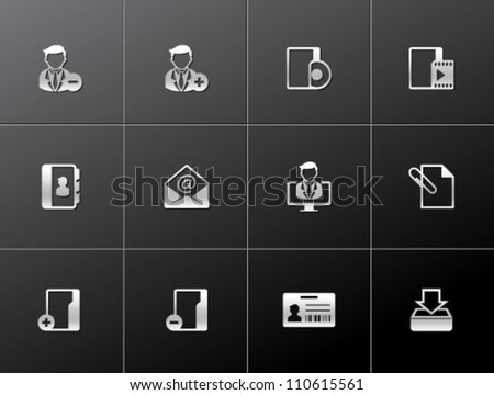 Group collaboration icon series in metallic style