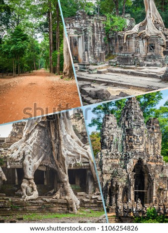 Collage of tourist photos of the Cambodia
