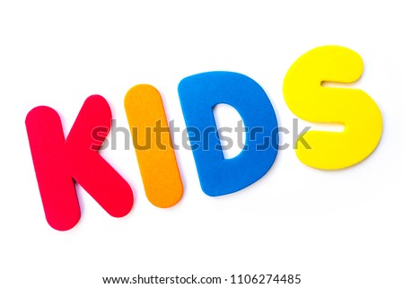 KIDS spelt out with coloured letters. 