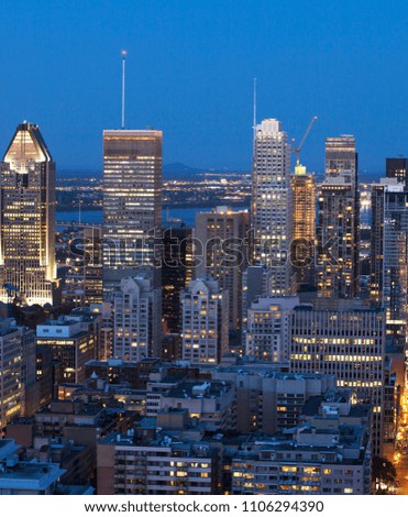 Montreal's Skyline, the view from Mont Royal, Quebec, Canada. 
