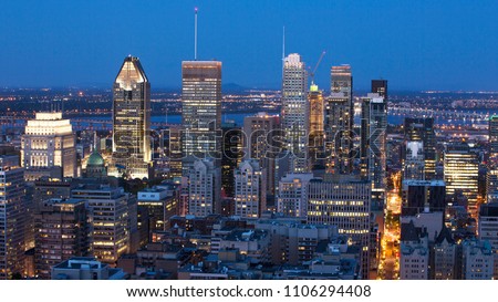 Montreal's Skyline, the view from Mont Royal, Quebec, Canada. 