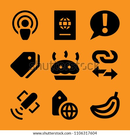 shop, customs, season, speak, interface and food icon vector set. Flat vector design with filled icons. Designed for web and software interfaces