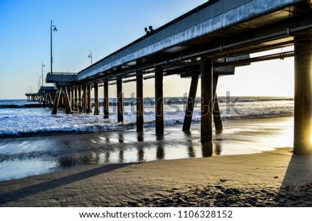 Venice Beach Fishing Pier at Sundown in Marina Del Rey/Venice, CA Royalty-Free Stock Photo #1106328152