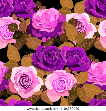 Seamless pattern with roses. Vintage floral background. Vector illustration
