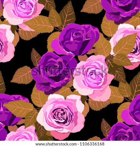 Seamless pattern with roses. Vintage floral background. Vector illustration

