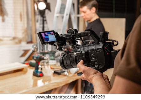 Behind the scenes of video production or video shooting