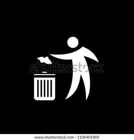 Person throwing paper to a trash vector icon