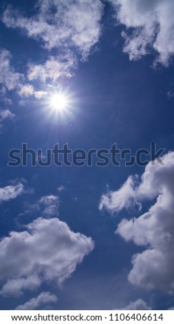 Blue sky and white cloud background. 