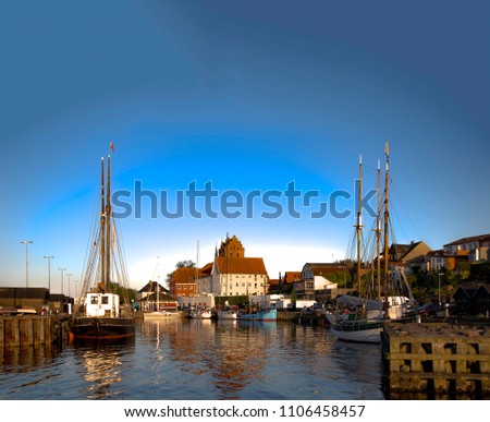 The old harbour of Middelfart in Denmark Royalty-Free Stock Photo #1106458457