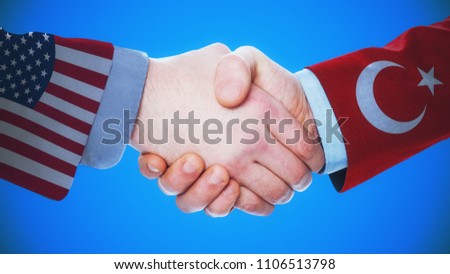 United States - Turkey / Handshake concept about countries and politics