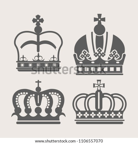 Crowns royal heraldic vector icons set