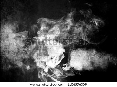 Smoke isolated on black background. Movement of white smoke.  Smoke texture