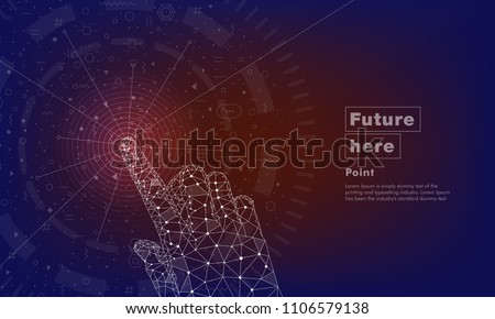 Touch the future. Innovations systems intuitive thinking and development technologies in automatics cyborg systems and computers industry. Future technologies geometry style. Royalty-Free Stock Photo #1106579138