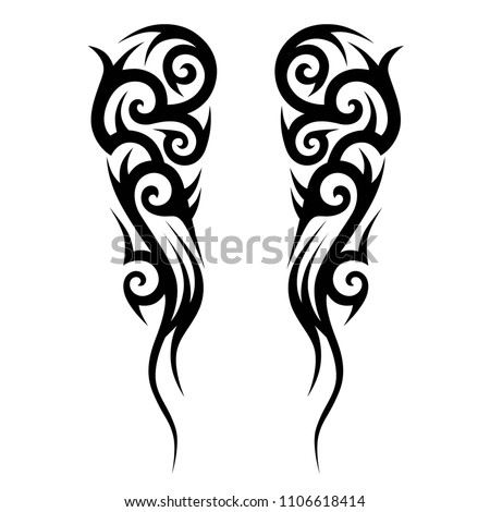 Tribal tattoos designs. Tattoo arm sleeve ideas. Vector sketch illustration on white background. Royalty-Free Stock Photo #1106618414