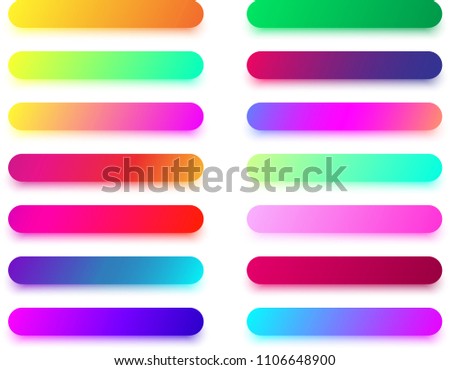 Set of colorful long icon and button templates isolated on white background. Vector illustration.