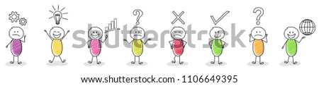Funny business concept with stickmen and symbols - big collection. Vector.
