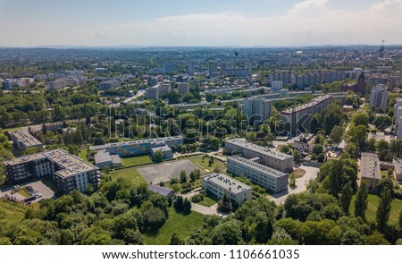 view of Krakow from Nowa Huta Royalty-Free Stock Photo #1106661035