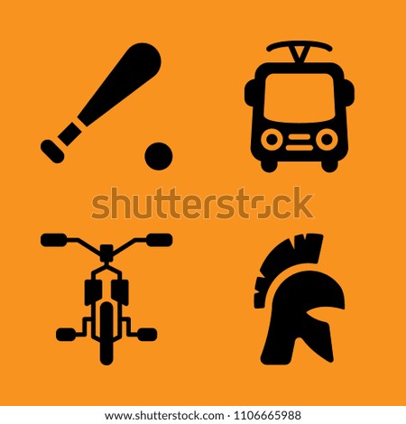 visor, silhouette, trolleybus and plastic icons set. Vector illustration for web and design
