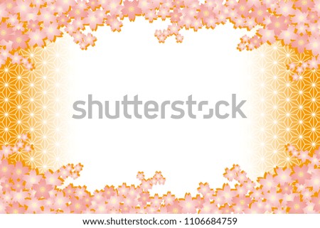 Spring flowers and Japanese traditional patterns, background material wallpaper, copy space, title space, message space,