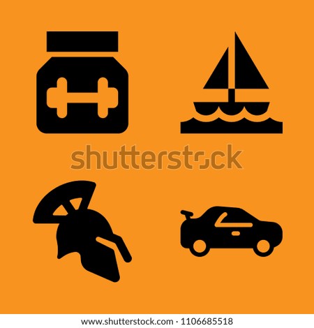 symbol, helmet, marine and bottle icons set. Vector illustration for web and design