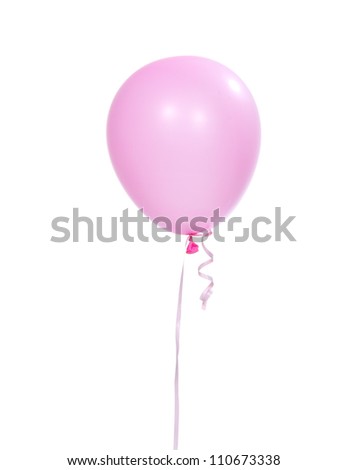 Single pink balloon for birthday isolated on a white background