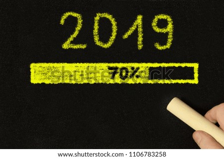 A chalkboard and wishes for the new year 2019