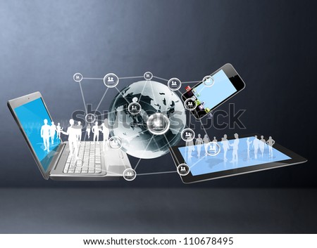Magic Technology with social network structure Royalty-Free Stock Photo #110678495