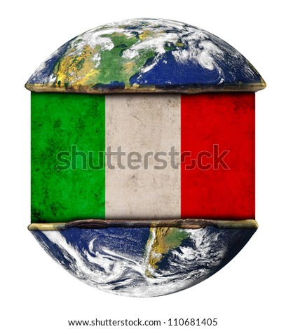 Italian earth globe flag. Elements of this image furnished by NASA.