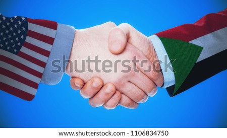 United States - Sudan / Handshake concept about countries and politics