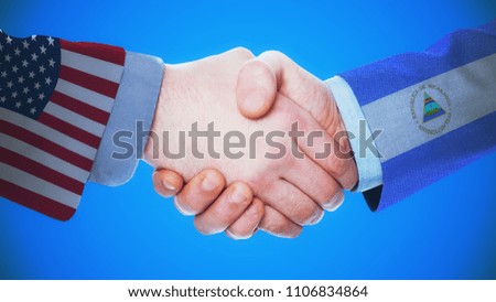 United States - Nicaragua / Handshake concept about countries and politics