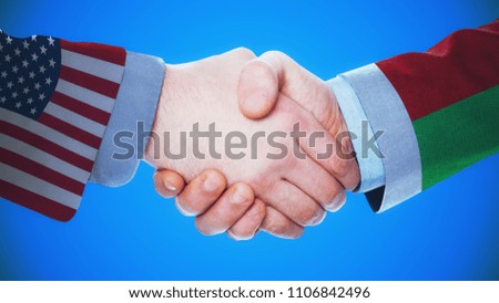 United States - Madagascar / Handshake concept about countries and politics