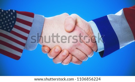 United States - France / Handshake concept about countries and politics