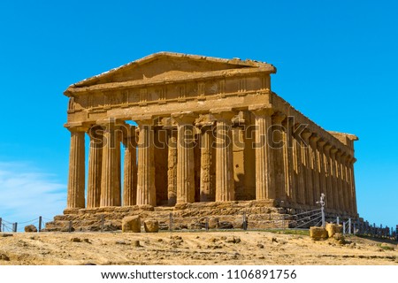 Valley of the Temples (Valle dei Templi) - The Temple of Concordia,  an ancient Greek Temple built in the 5th century BC, Agrigento, Sicily
 Royalty-Free Stock Photo #1106891756