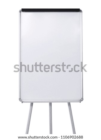 Blank whiteboard and flip chart isolated on white
