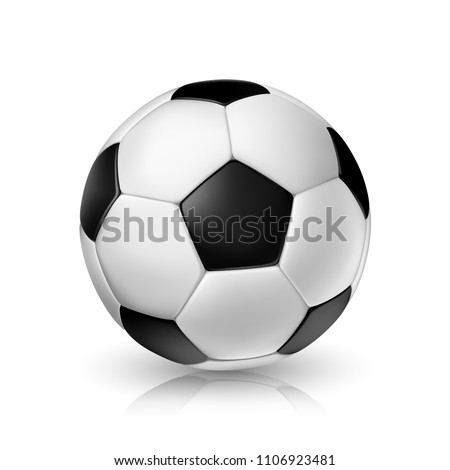 Vector realistic illustration of a football or soccer ball with shadow and reflex