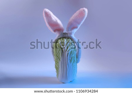 Rabbit ears and Peking cabbage. Concept of Chinese Easter