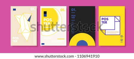 Abstract colorful collage poster design template. Cool geometric and retro cover design. Blue, yellow, red, orange, pink and green background. Vector banner and poster template in Eps10.