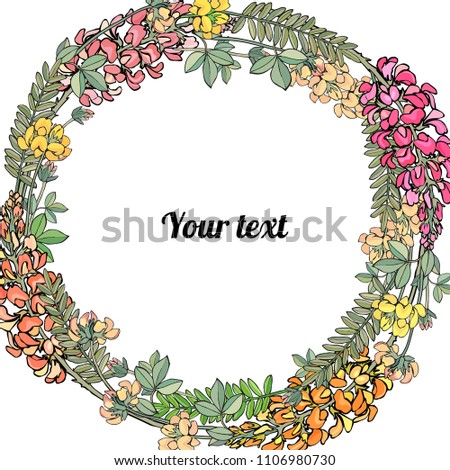 Frame of wildflowers with place for a text. Vector illustration