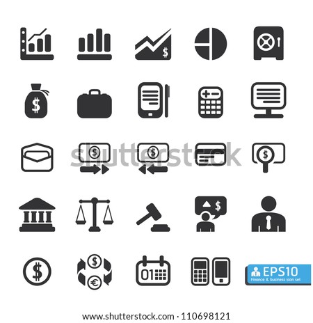 Finance and business vector icon set