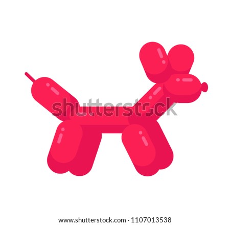 Ballon dog.  flat cartoon character illustration icon design. Isolated on white background.Pink ballon dog concept