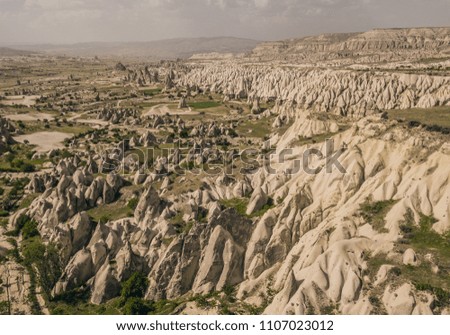 Landscape of national park of Cappadocia. Aerial view