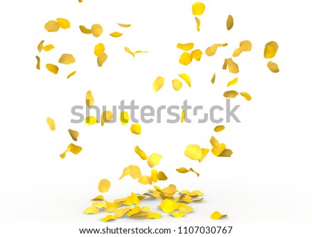 Rose petals fall to the floor. Isolated background