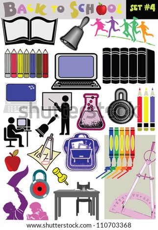 Vector Back to School related objects, icons and clip arts collection