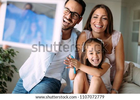 Happy family having fun time at home