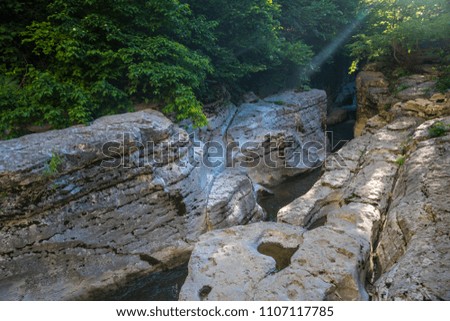 Kinchkha Waterfall and small canyon near Kutaisi, Georgia.
