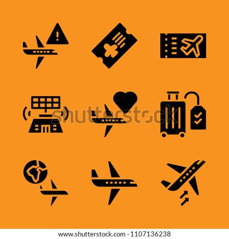 card, international, timetable and arrive icon set. Vector illustration for web and design.