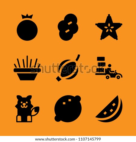 hand, cartoon, gooseberry and meal icon set. Vector illustration for web and design.