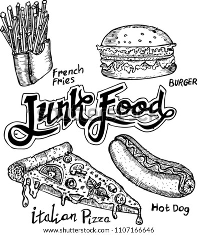 junk food, doodle