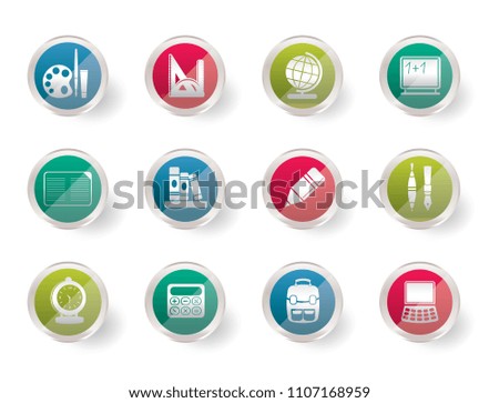 School and education icons over colored background - Vector Icon Set 