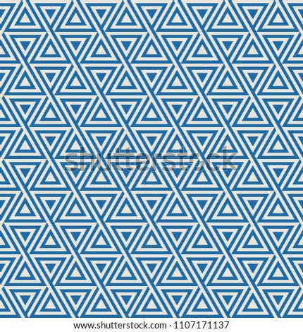 Triangle seamless pattern, in blue and cream colors